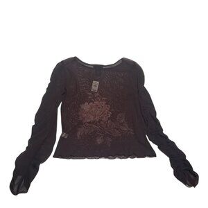 NWT Vtg  The Limited Mesh Fairy Grunge Whimsigoth Rhinestone Burgundy Top Sz M